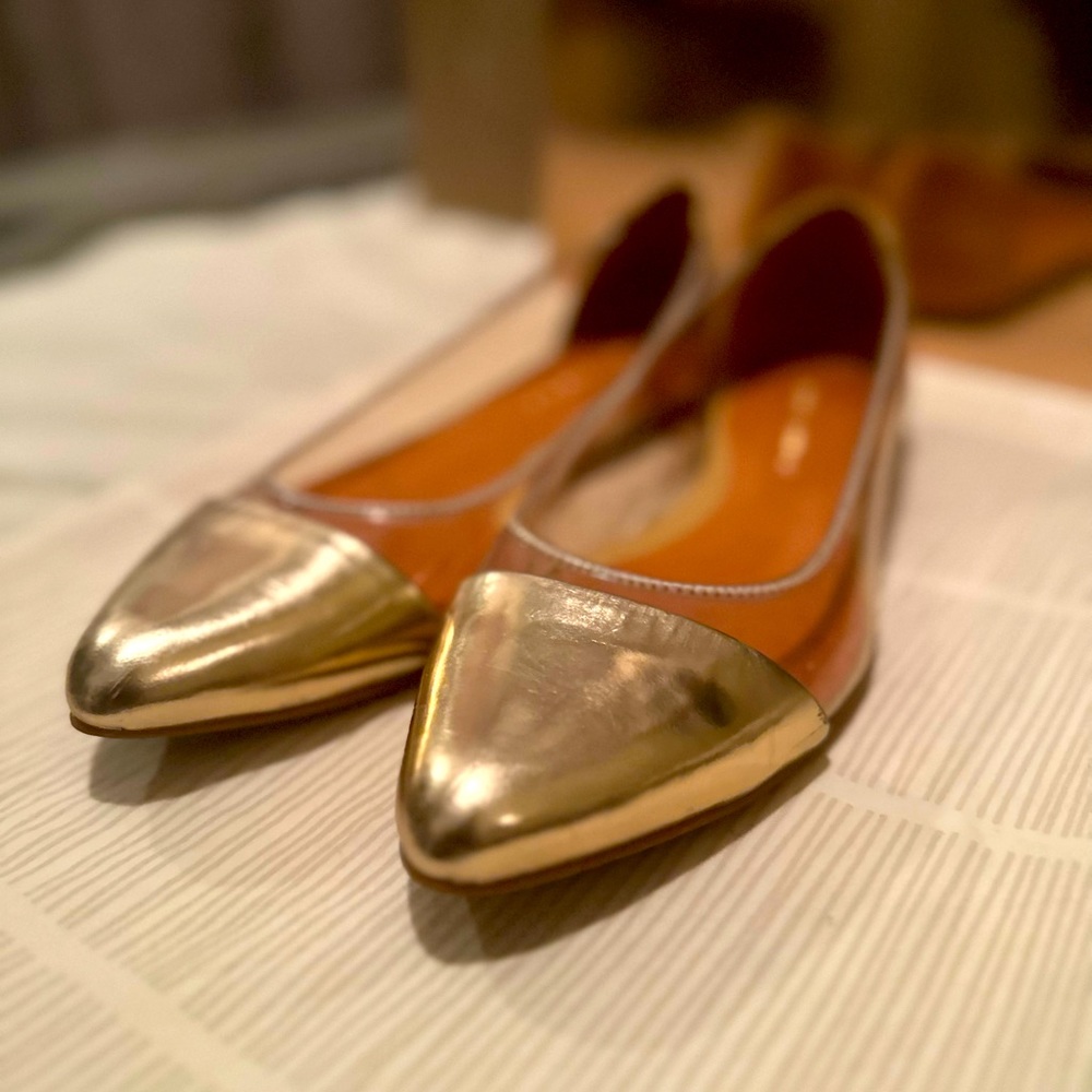 Rebecca Minkoff ☀️Clear/Rose Gold Metallic Flats